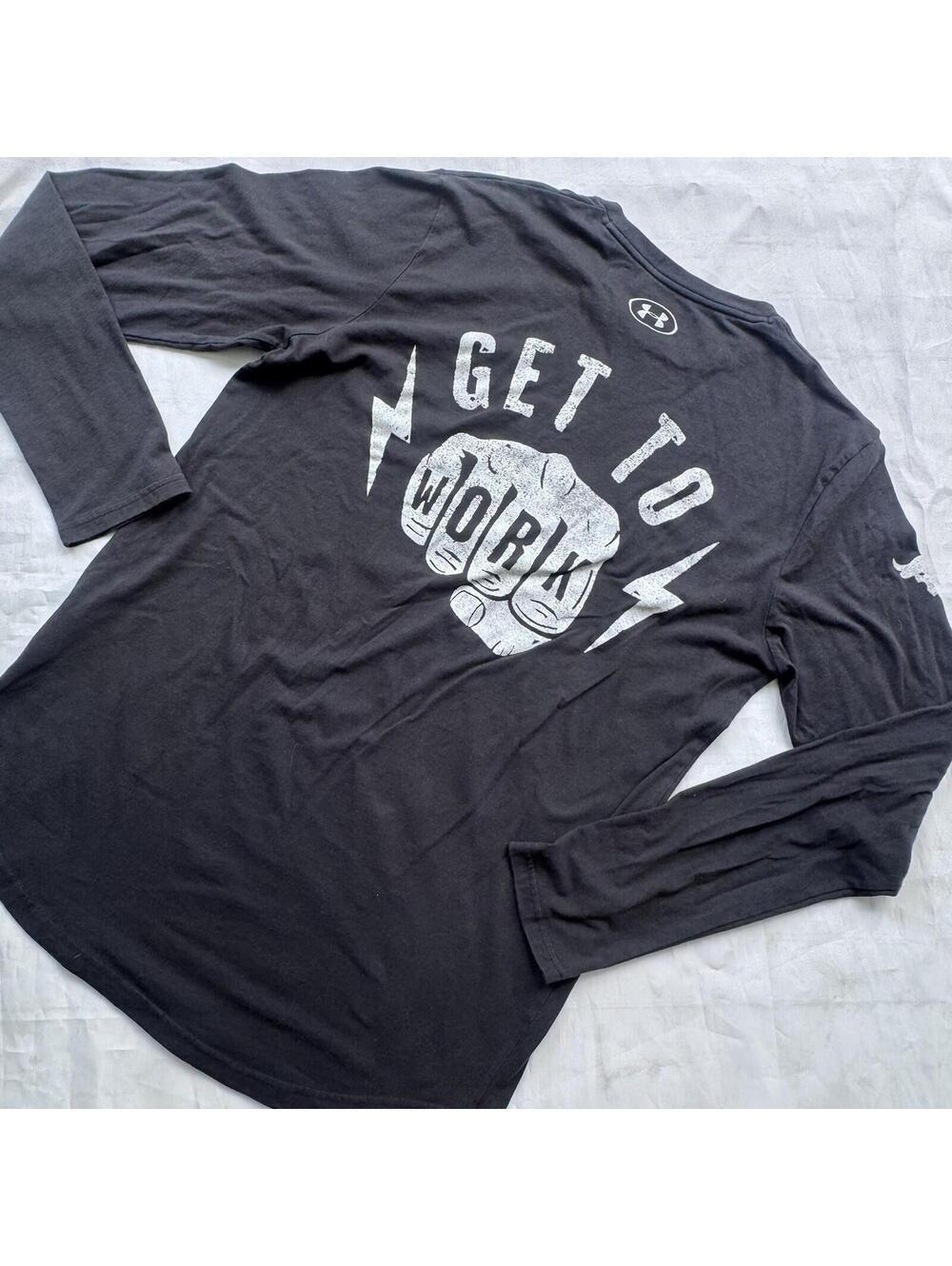 Under Armour Project Rock Get To Work Long Sleeve Shirt Mens Large Black L Gym